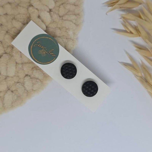 Oorstekers - rond - zwart - bubbelmotief