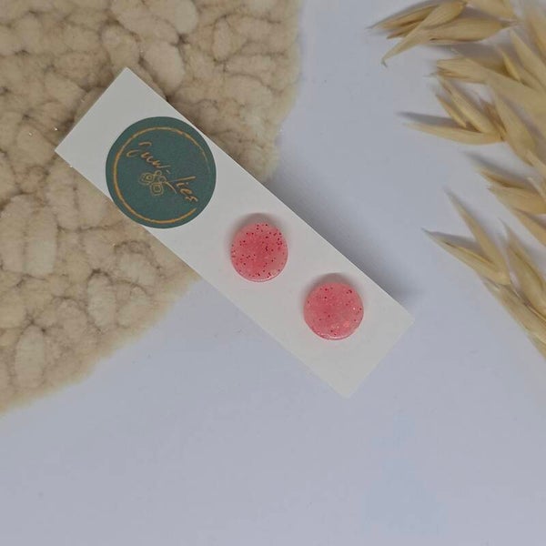 Oorstekers - rond - roze gespikkeld