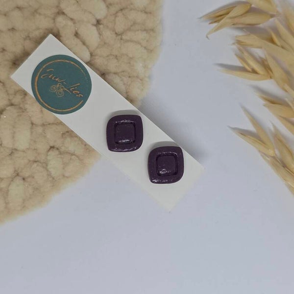 Oorstekers - ruit - aubergine glans