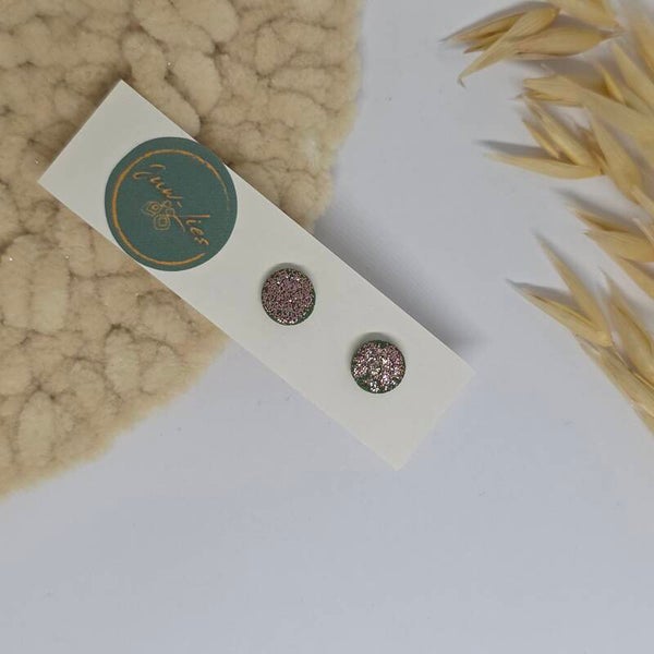 Kleine oorstekers - rond - groen - glitter