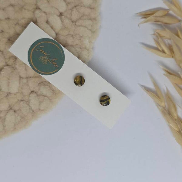 Kleine oorstekers - rond - goud zwart