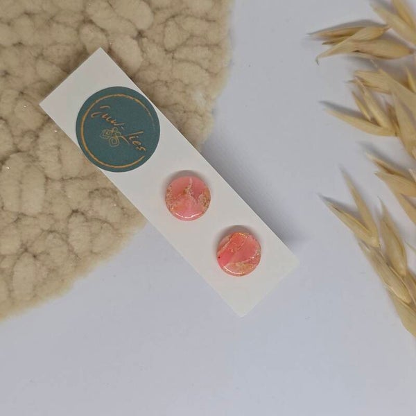 Oorstekers - rond - roze gemarmerd