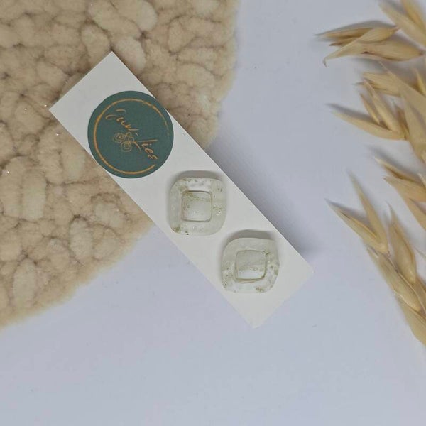 Oorstekers - ruit - Wit met relief