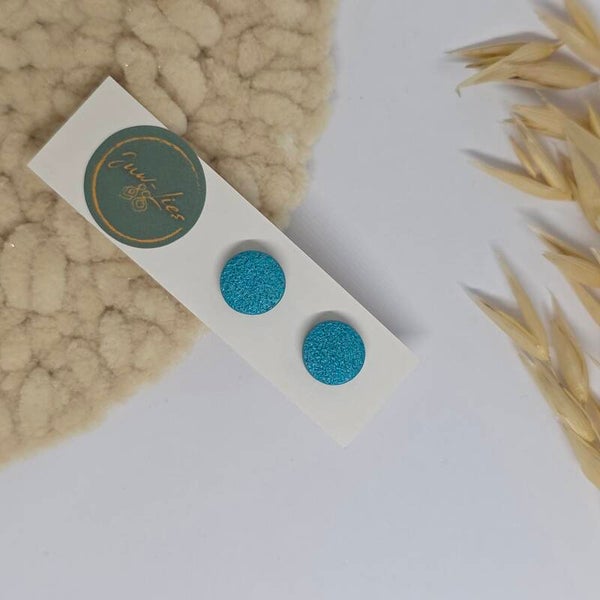 Oorstekers - rond - metallic blauw