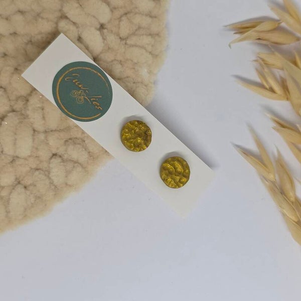 Oorstekers - rond - goud relief