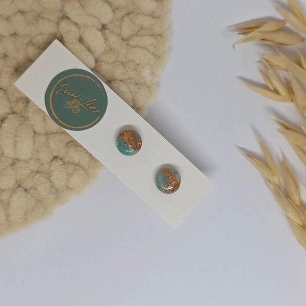 Kleine oorstekers - rond - muntgroen goud