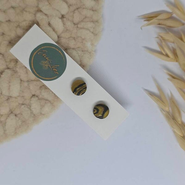 Kleine oorstekers - rond - goud zwart
