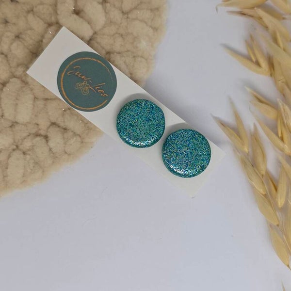 Oorstekers - verschillende vormen - blauw glitter