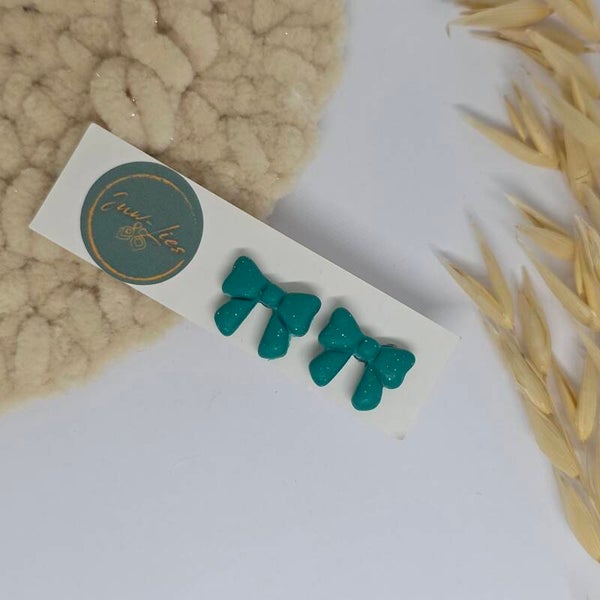 Oorstekers - strikjes - turquoise