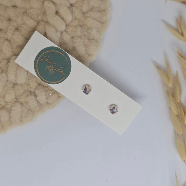 Kleine oorstekers - rond - blauwe vlinder
