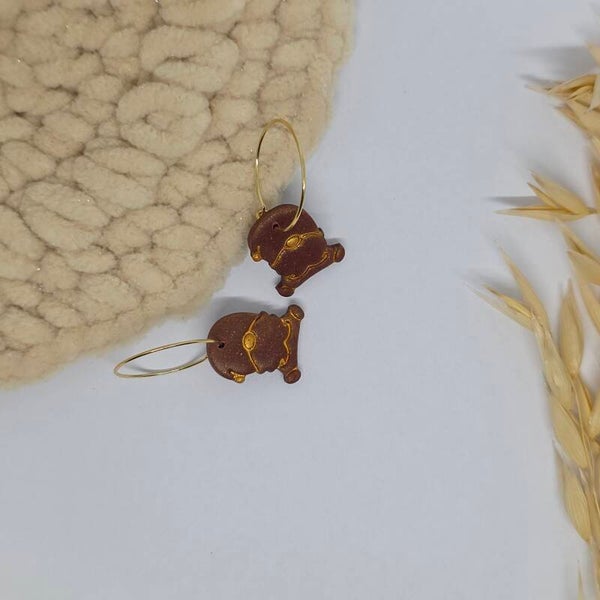 Schattige Gnomes bruin/goud aan oorring