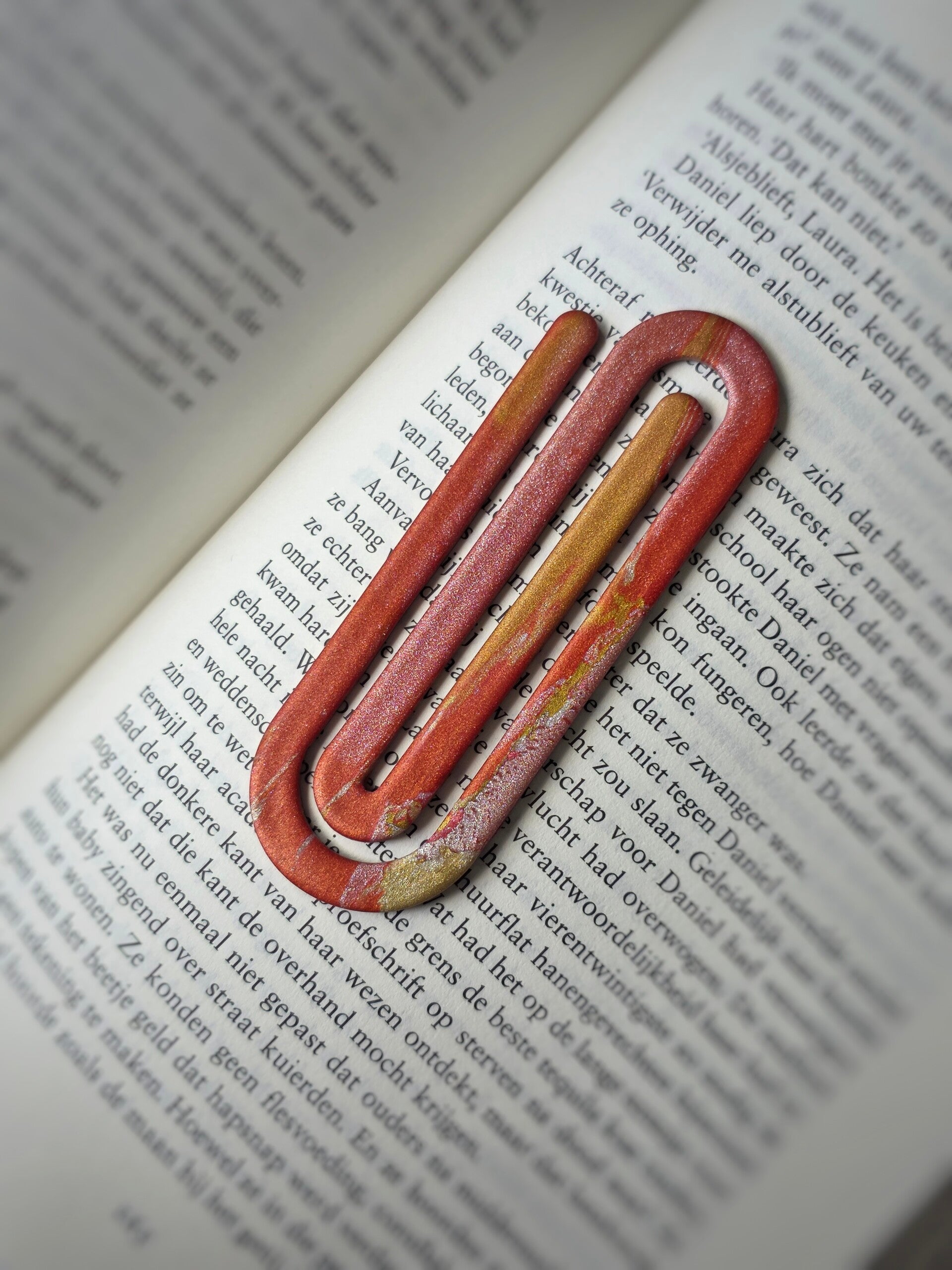 bladwijzer paperclip oranje/goud