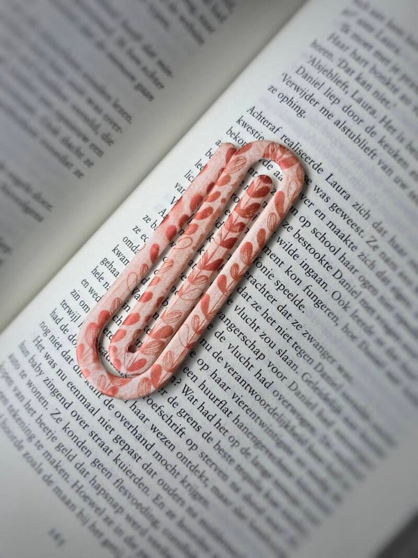 bladwijzer paperclip wit met print