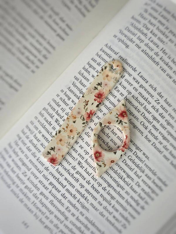 bladwijzer + duimhouder gebloemd