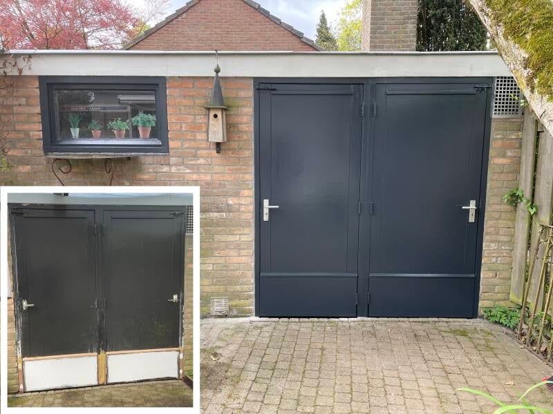 schuur reparatie deur tuin