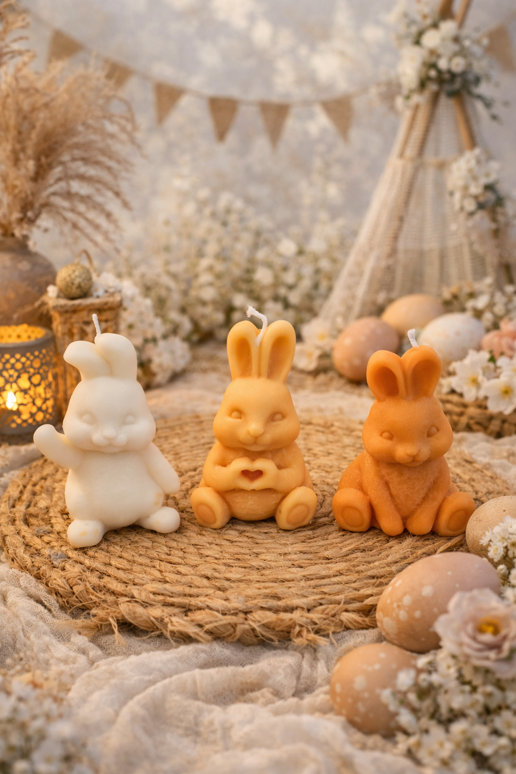 Les 3 petits lapinous "vanille gourmande"🐰🕯️🍦