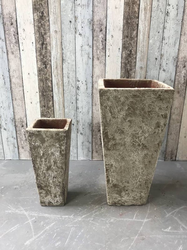 T264020 Tuinvaas aardewerk ocean oxide set van 2 stuks.