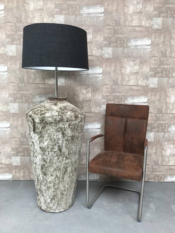 V057938 Vloerlamp aardewerk osian oxide met antraciet linnen kap.