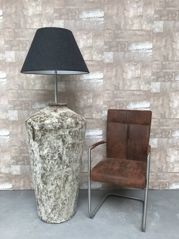 V057924 Vloerlamp aardewerk osian oxide met antraciet linnen kap.