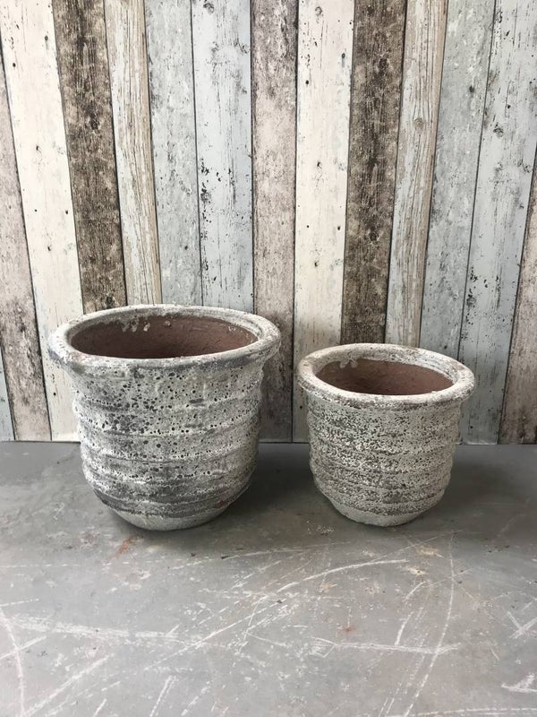 TV264550 Devaso tuinvaas aardewerk ocean oxide set van 2 stuks.