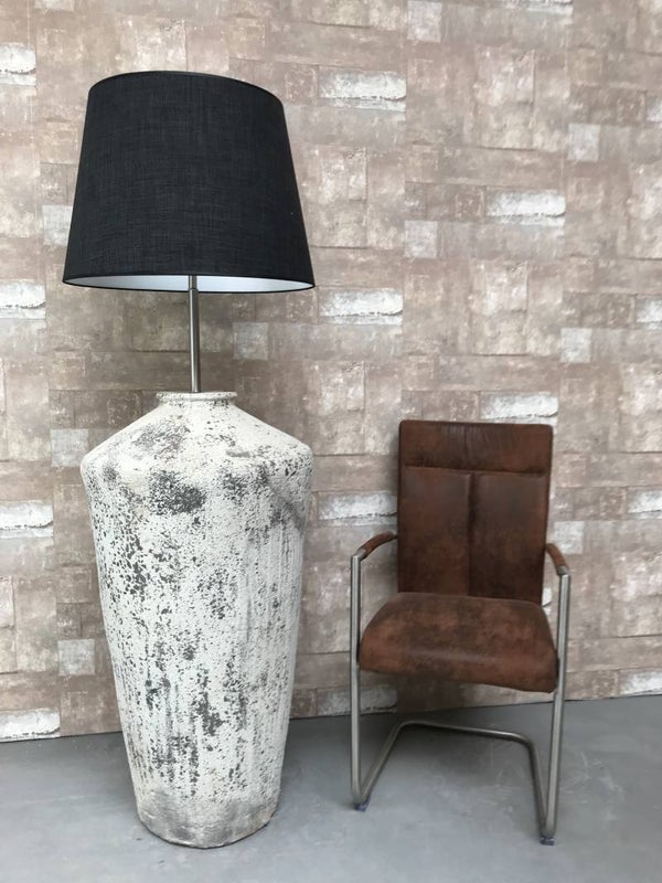 V057938 Vloerlamp aardewerk ocean oxide met antraciet linnen kap.