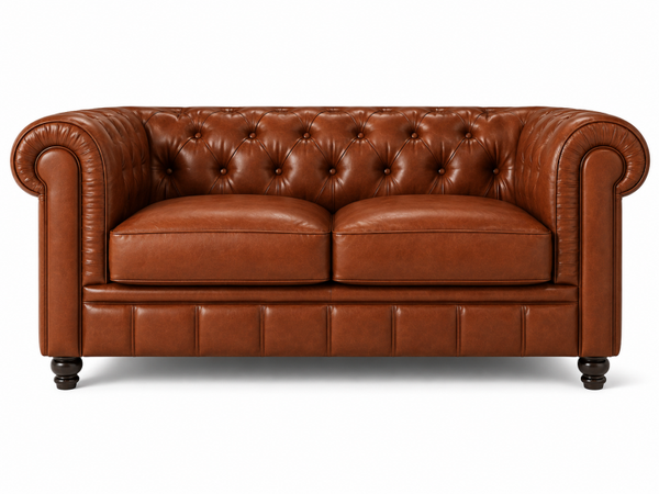 Chesterfield Bank Bruin Kaneel 2-Zits