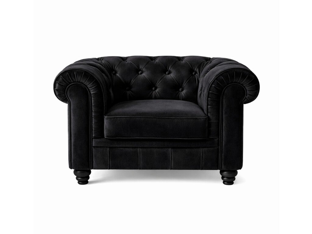 Chesterfield Bank 1-Zits Velvet zwart