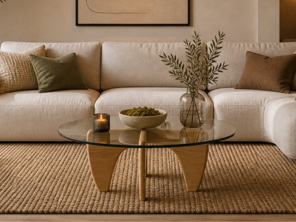 Salontafels hout Rond Glas