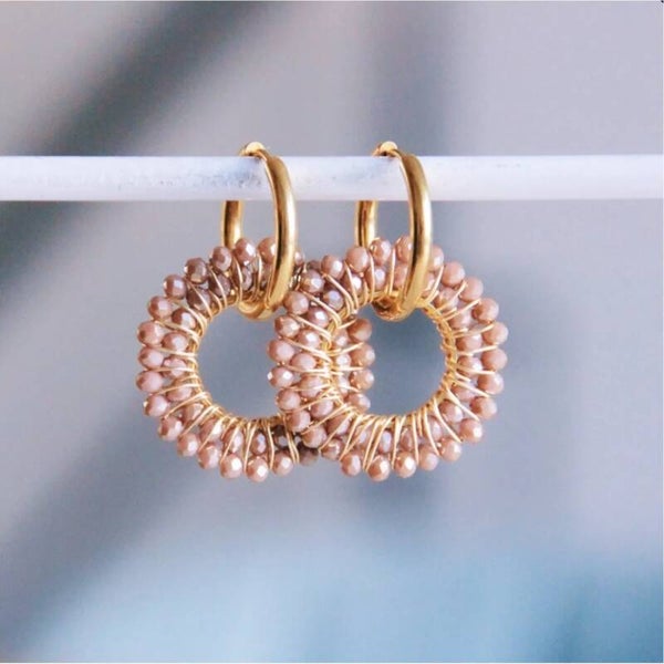 Oorringen - Facet hanger (taupe)