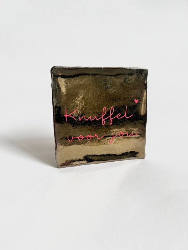 Tegeltje (brons) 10x10cm - Knuffel voor jou
