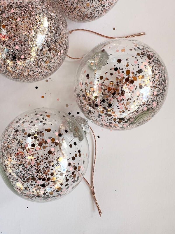 Kerstbal met naam - Roze / Goud / Bruin