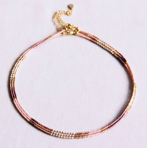 Kralen ketting - nude/creme/taupe