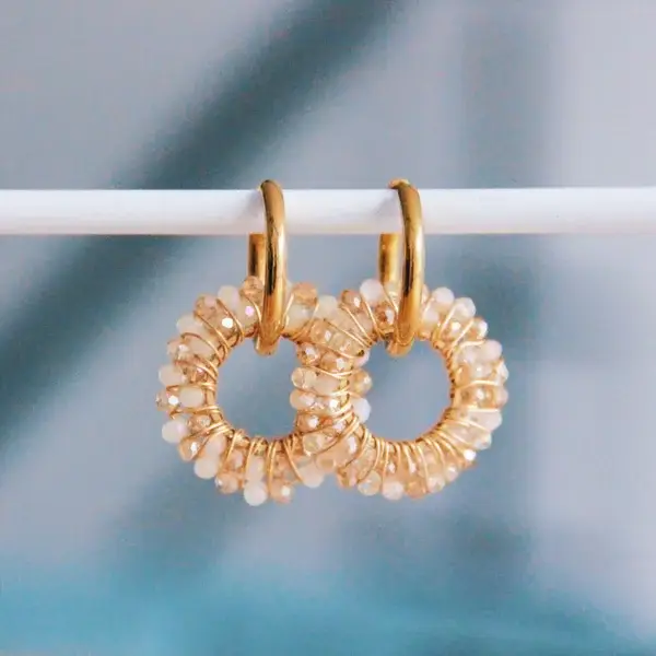 Oorringen - Facet hanger (nude/goud)