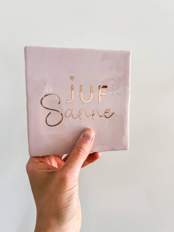 Tegeltje - Juf met naam (13x13 cm)