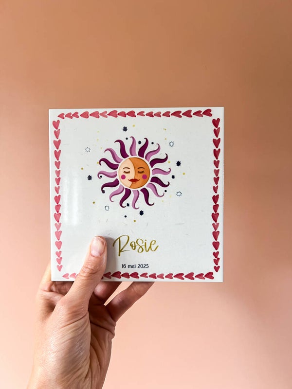 Geboortekaart tegeltjes (15x15 cm)