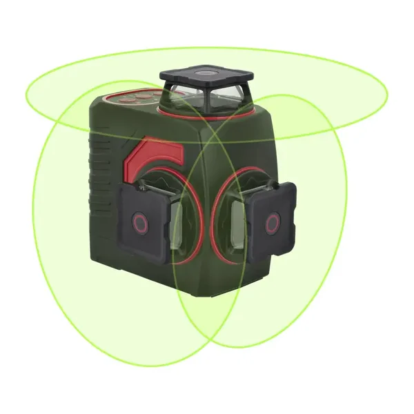 Oppladbar grønn krysslaser 3x360°