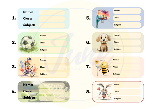 Themed (Copy)books labels - 1 sheet