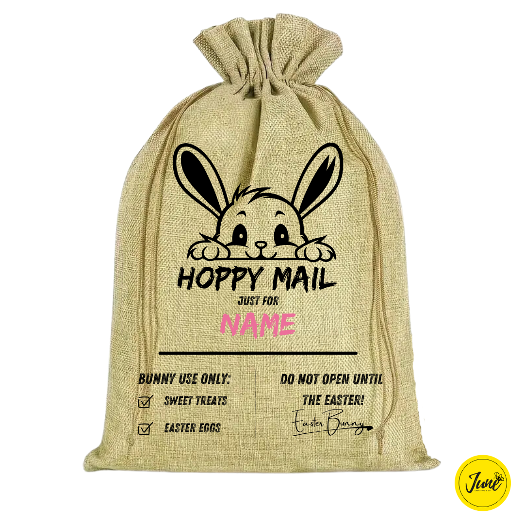 Hoppy Mail Bag - Peeking Bunny 1 (Pink name)
