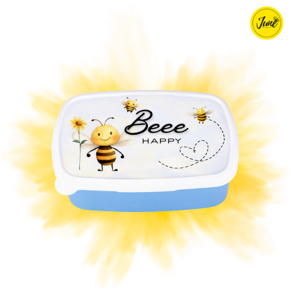 Beee Happy plastic lunch box - Light Blue