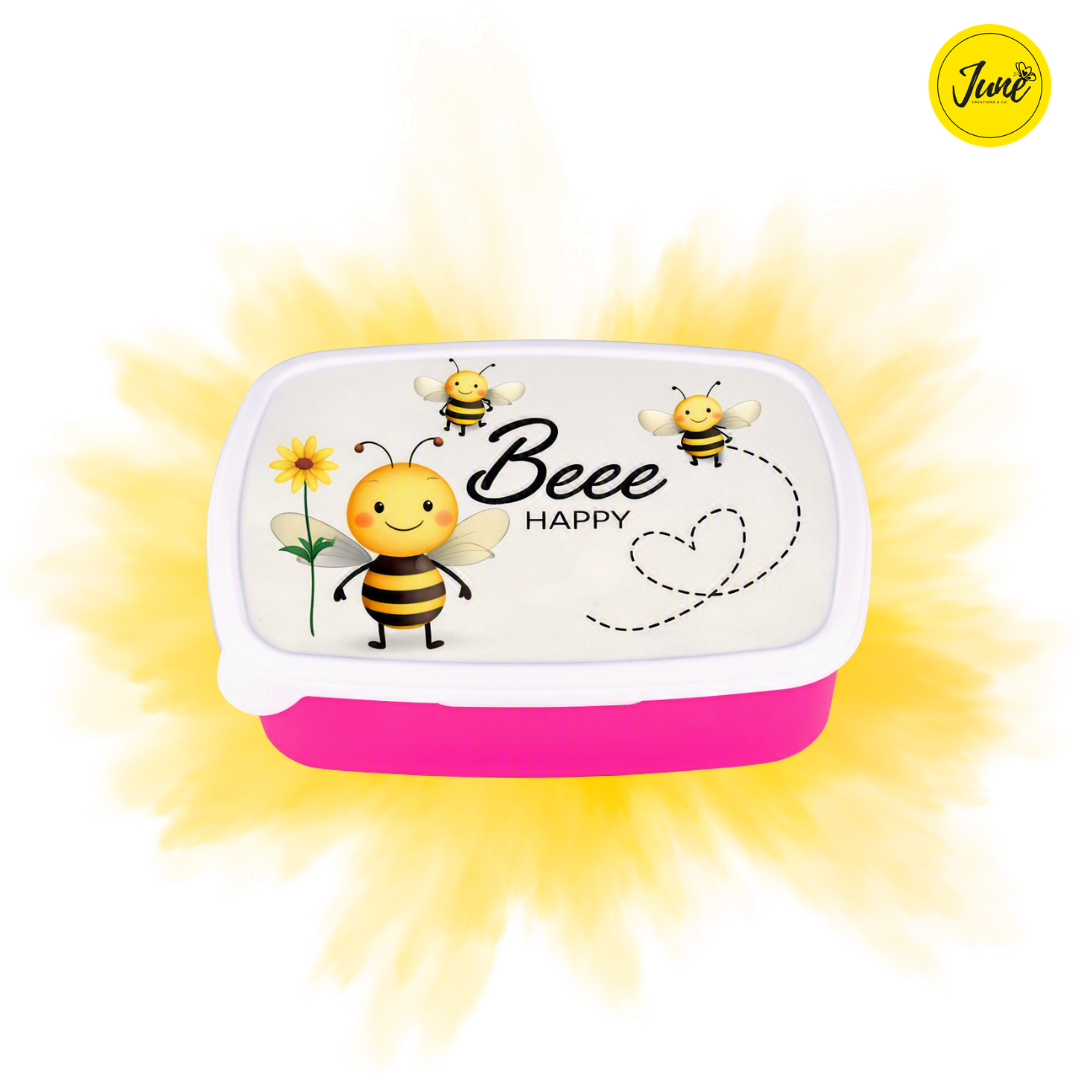 Beee Happy plastic lunch box - Pink