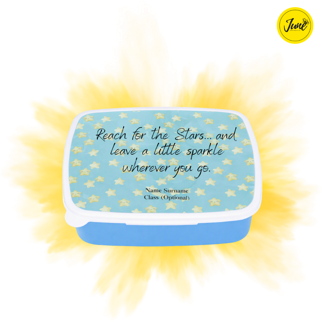 Reach for the Stars... plastic lunch box - Light Blue