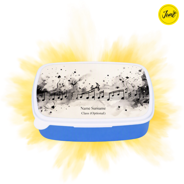 Music notes - plastic lunch box - Light Blue