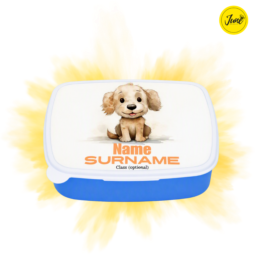 Dog - plastic lunch box - Light Blue