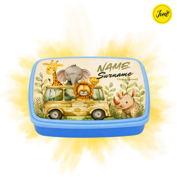 Safari lunch box with 2 compartments and cutlery - Light blue