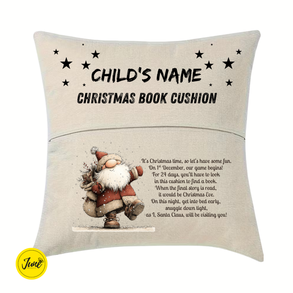Christmas Book Cushion - Santa (w/ small stars)