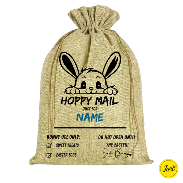 Hoppy Mail Bag - Peeking Bunny 1 (Blue name)