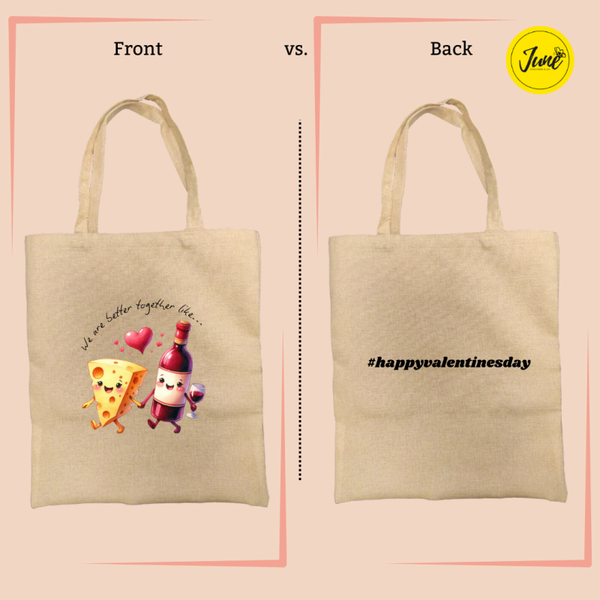 Cheese and Wine Tote Bag #hashtag