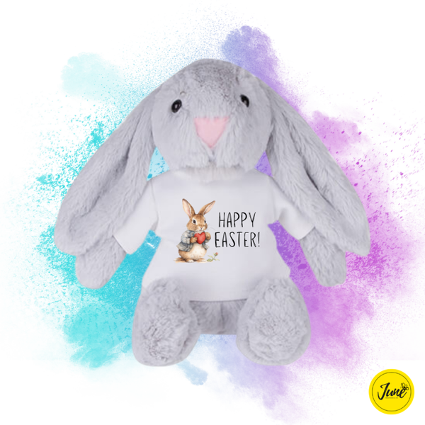 Plush bunny with a T-shirt - Happy Easter