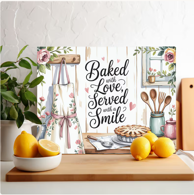 Cutting board - Baked with Love, Served with Smile