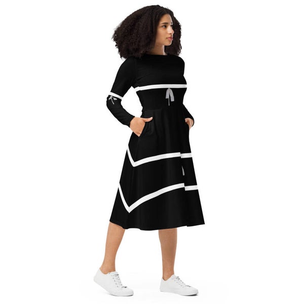 RAYURES PONPON ROBE LONGUE PUDIQUE